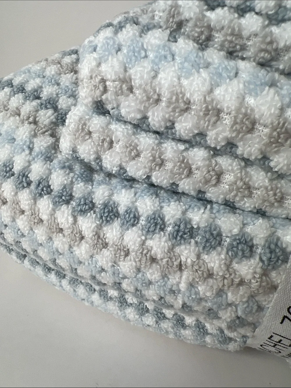 Rachel Zoe Towel Set Blue Tan White Waffle Weave Soft 100% Cotton 6 Pc Set NEW